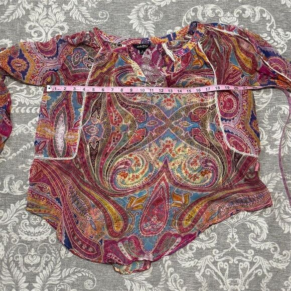 Lucky Brand Women's Paisley Peasant Blouse Multicolor Size S - Picture 3 of 5